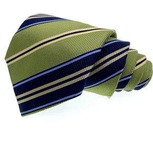 Fratelli Moda Tie Silk Blue Gold Striped Pattern